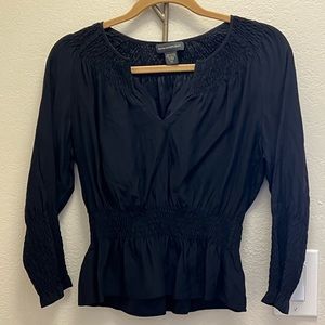 Banana Republic extra small, black silk, bohemian blouse